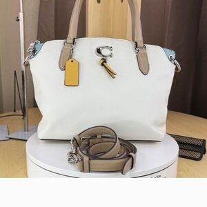 Coach Remi Satchel Pebbled Leather ShoulderBag, Crossbody Bag Handbag Colorblock